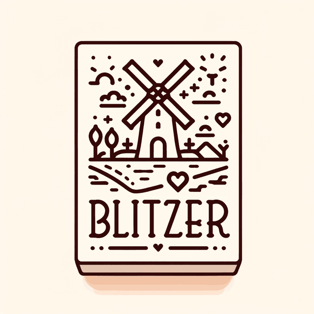 Blitzer logo - line drawing windmill with hearts